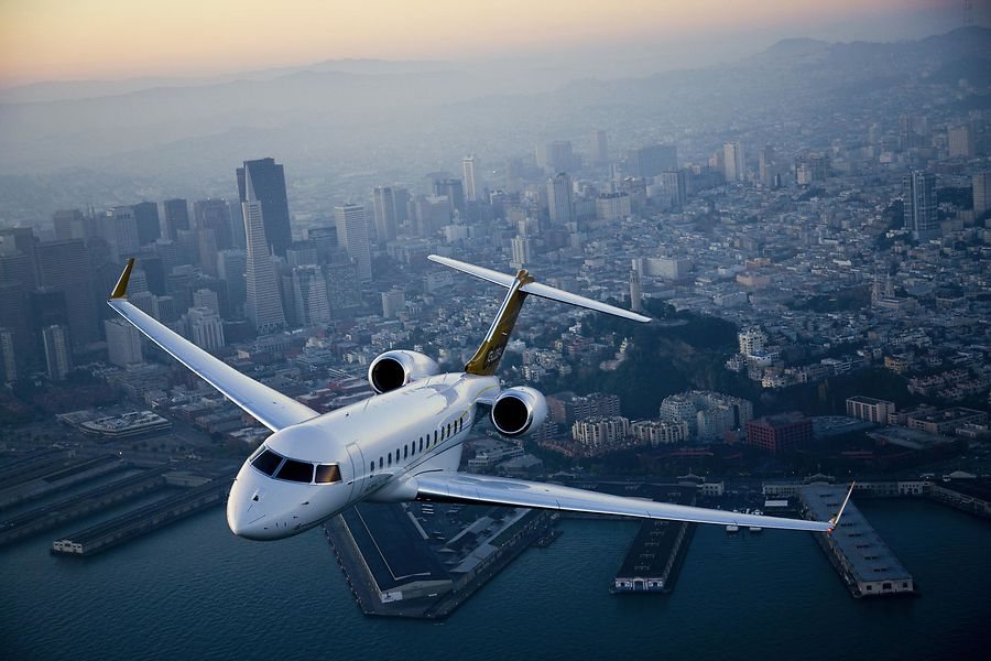 Private jet in flight